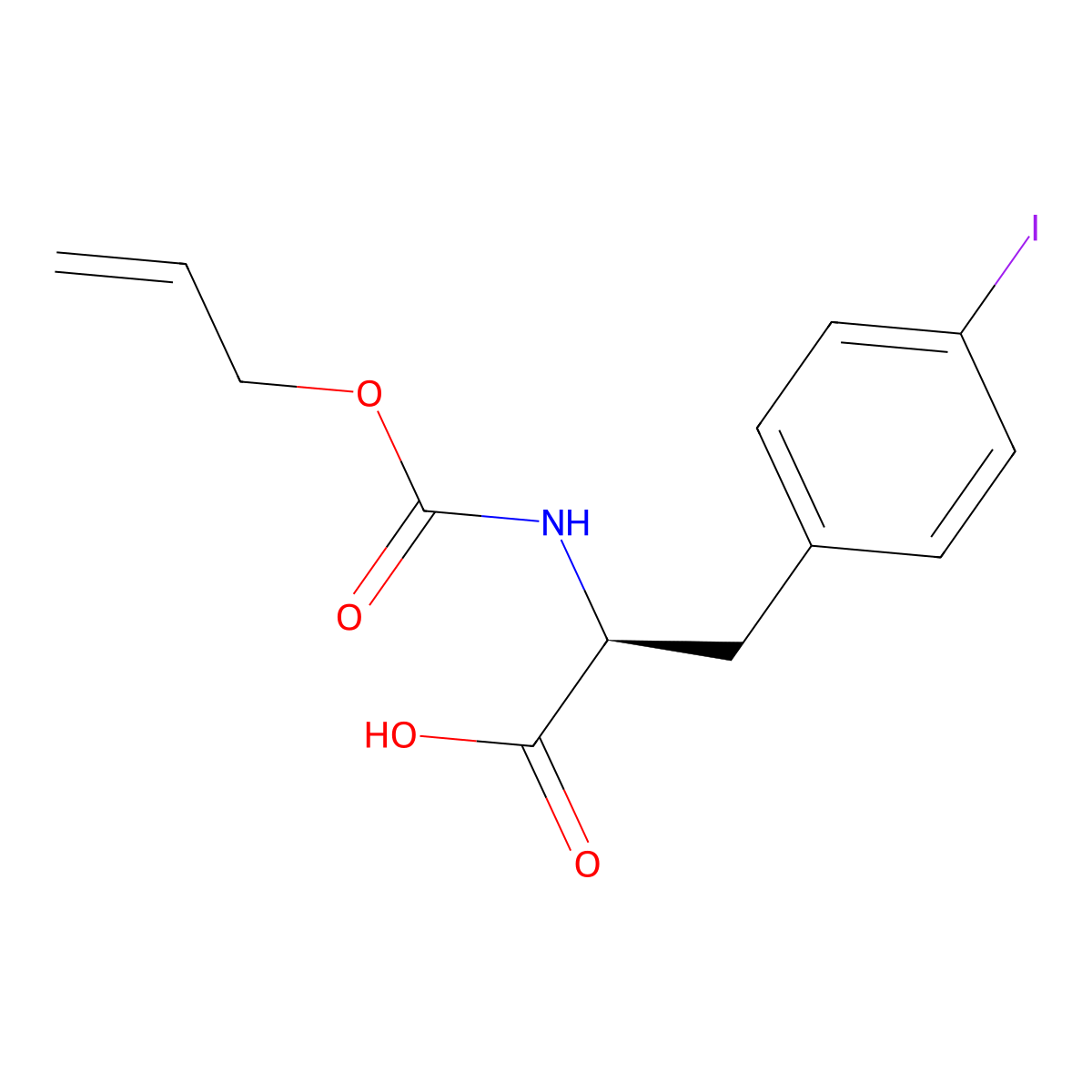 (2S)-3-(4-iodophenyl)-2-{[(prop-2-en-1-yloxy)carbonyl]amino}propanoic acid molecular structure, CAS 2679837-79-5