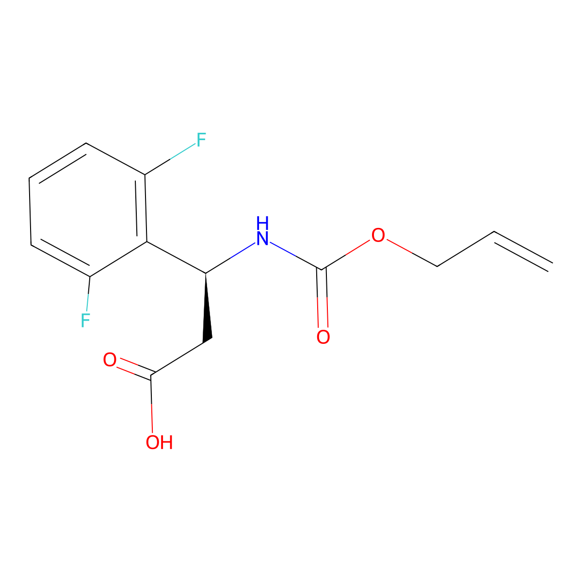 (3S)-3-(2,6-difluorophenyl)-3-{[(prop-2-en-1-yloxy)carbonyl]amino}propanoic acid molecular structure, CAS 2679837-81-9