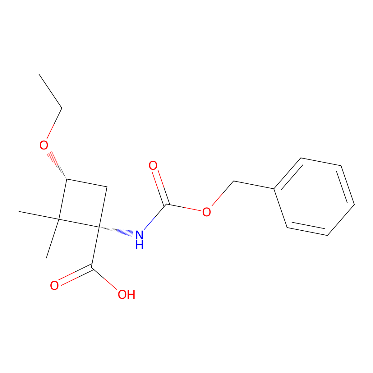 rac-(1R,3S)-1-{[(benzyloxy)carbonyl]amino}-3-ethoxy-2,2-dimethylcyclobutane-1-carboxylic acid molecular structure, CAS 2679837-83-1