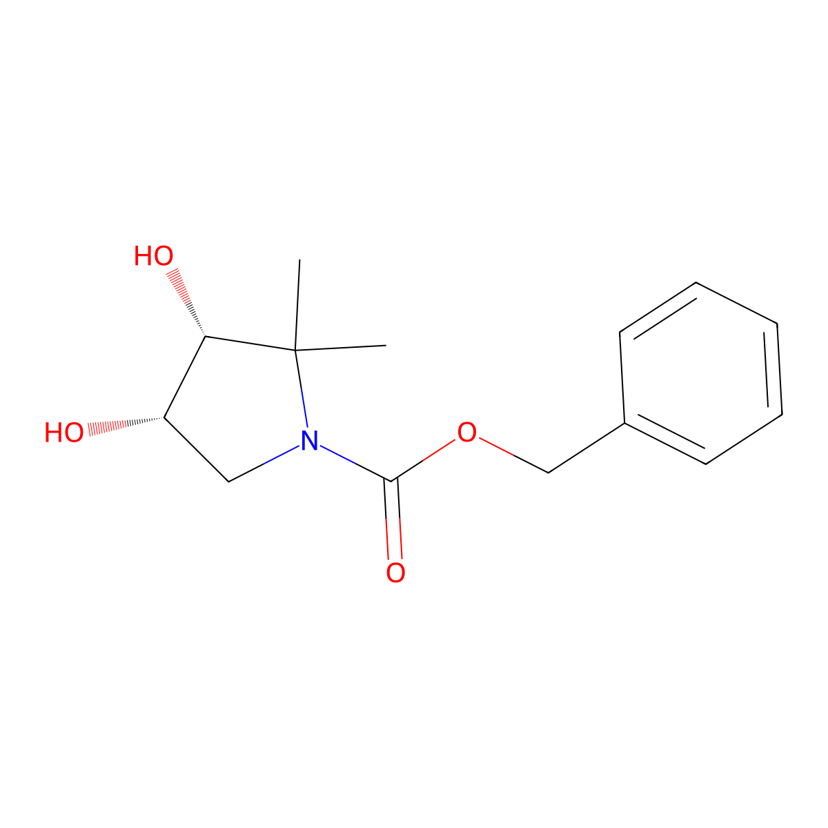 rac-benzyl (3R,4S)-3,4-dihydroxy-2,2-dimethylpyrrolidine-1-carboxylate molecular structure, CAS 2679837-85-3