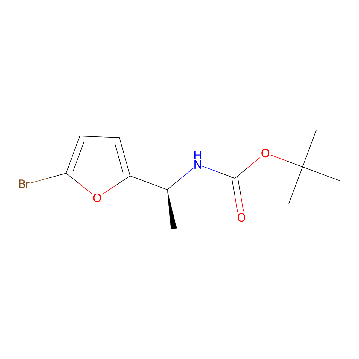 tert-butyl N-[(1S)-1-(5-bromofuran-2-yl)ethyl]carbamate molecular structure, CAS 2679837-89-7