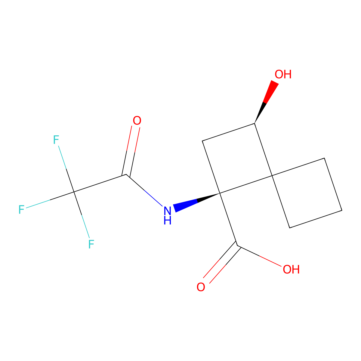 rac-(1R,3S)-3-hydroxy-1-(2,2,2-trifluoroacetamido)spiro[3.3]heptane-1-carboxylic acid molecular structure, CAS 2679837-92-2