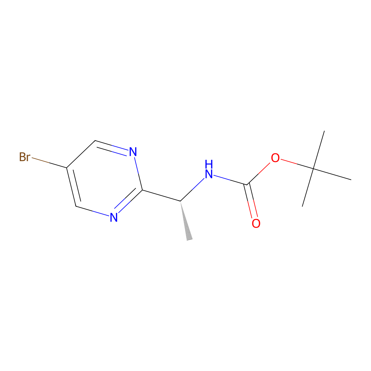 tert-butyl N-[(1R)-1-(5-bromopyrimidin-2-yl)ethyl]carbamate molecular structure, CAS 2679837-93-3