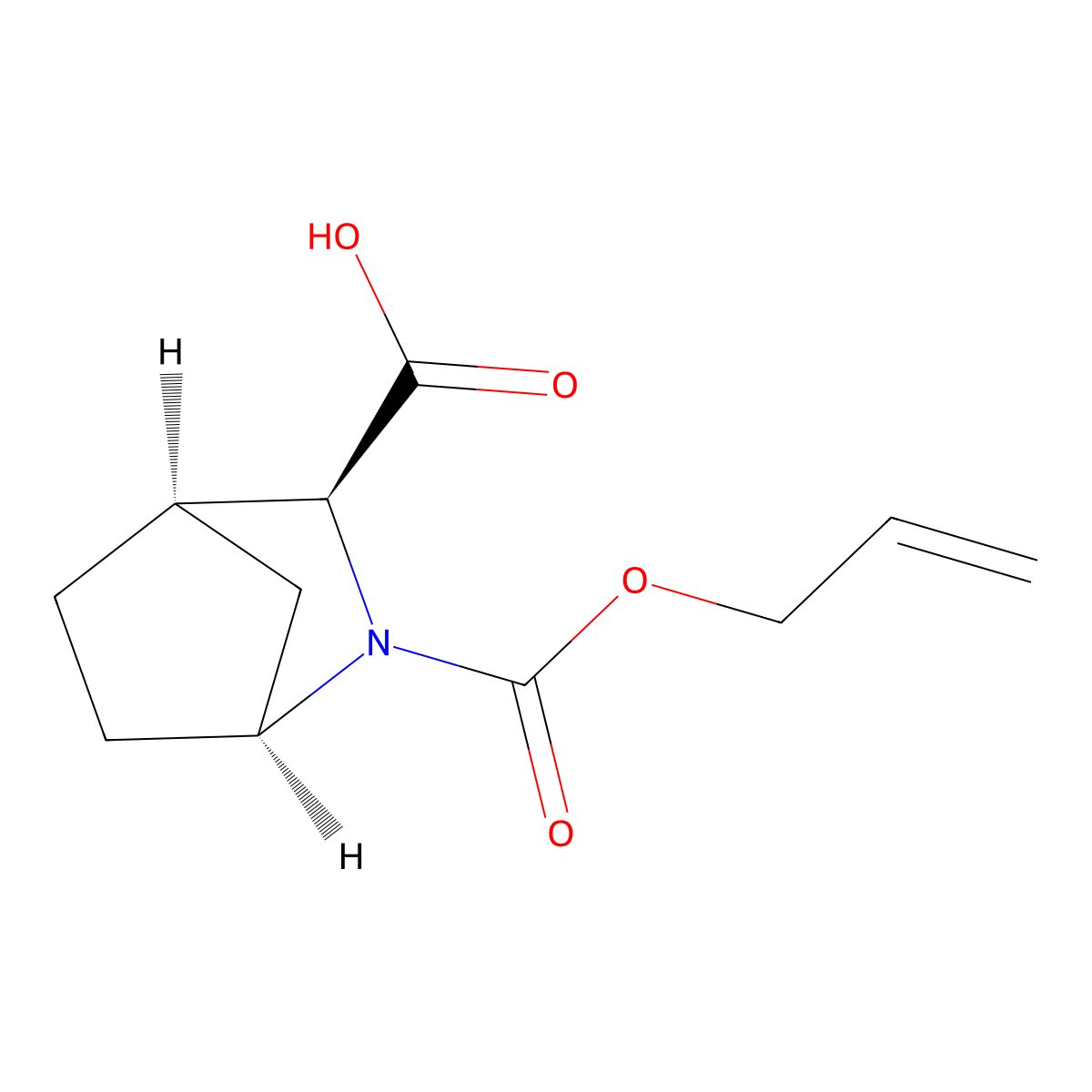 rac-(1R,3R,4S)-2-[(prop-2-en-1-yloxy)carbonyl]-2-azabicyclo[2.2.1]heptane-3-carboxylic acid molecular structure, CAS 2679837-99-9