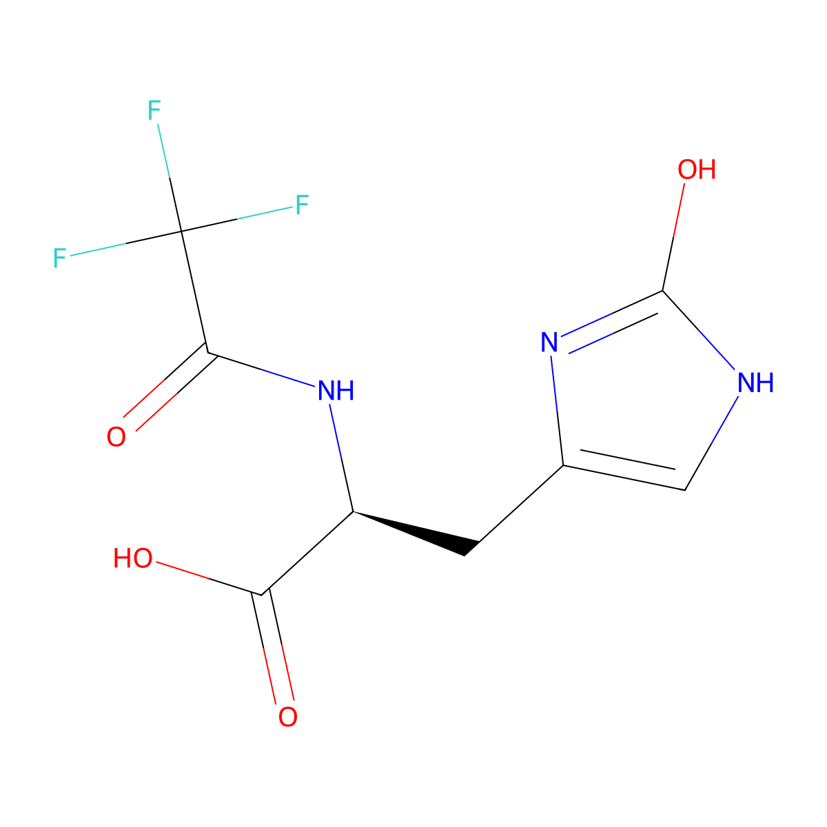 (2S)-3-(2-hydroxy-1H-imidazol-4-yl)-2-(2,2,2-trifluoroacetamido)propanoic acid molecular structure, CAS 2679838-01-6