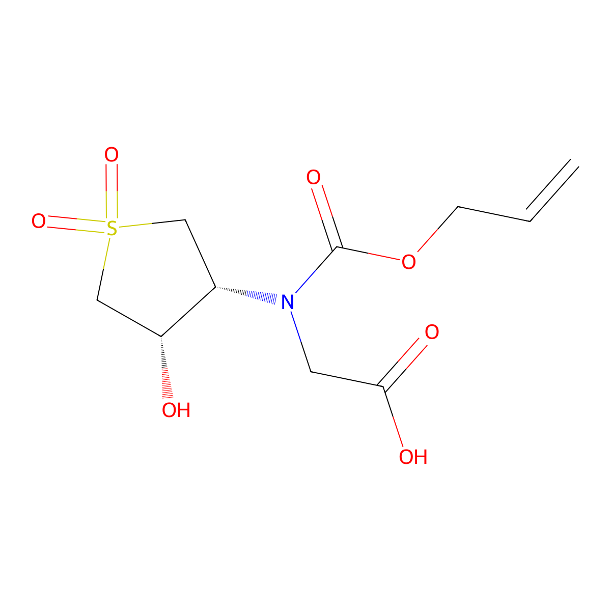 rac-2-{[(3R,4S)-4-hydroxy-1,1-dioxo-1lambda6-thiolan-3-yl][(prop-2-en-1-yloxy)carbonyl]amino}acetic acid molecular structure, CAS 2679838-02-7