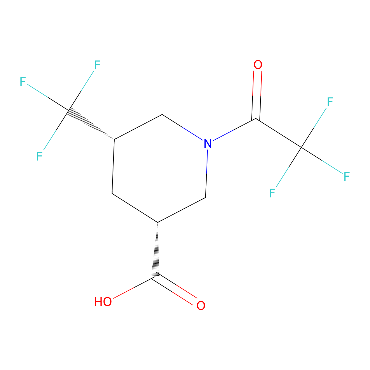 rac-(3R,5S)-1-(2,2,2-trifluoroacetyl)-5-(trifluoromethyl)piperidine-3-carboxylic acid molecular structure, CAS 2679838-03-8