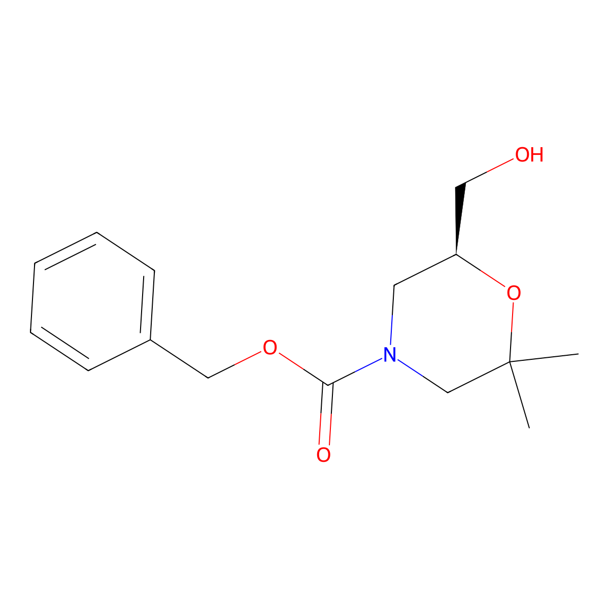 benzyl (6S)-6-(hydroxymethyl)-2,2-dimethylmorpholine-4-carboxylate molecular structure, CAS 2679838-05-0