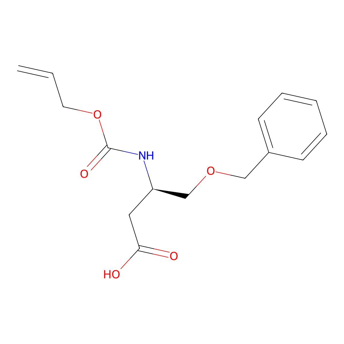 (3R)-4-(benzyloxy)-3-{[(prop-2-en-1-yloxy)carbonyl]amino}butanoic acid molecular structure, CAS 2679838-09-4