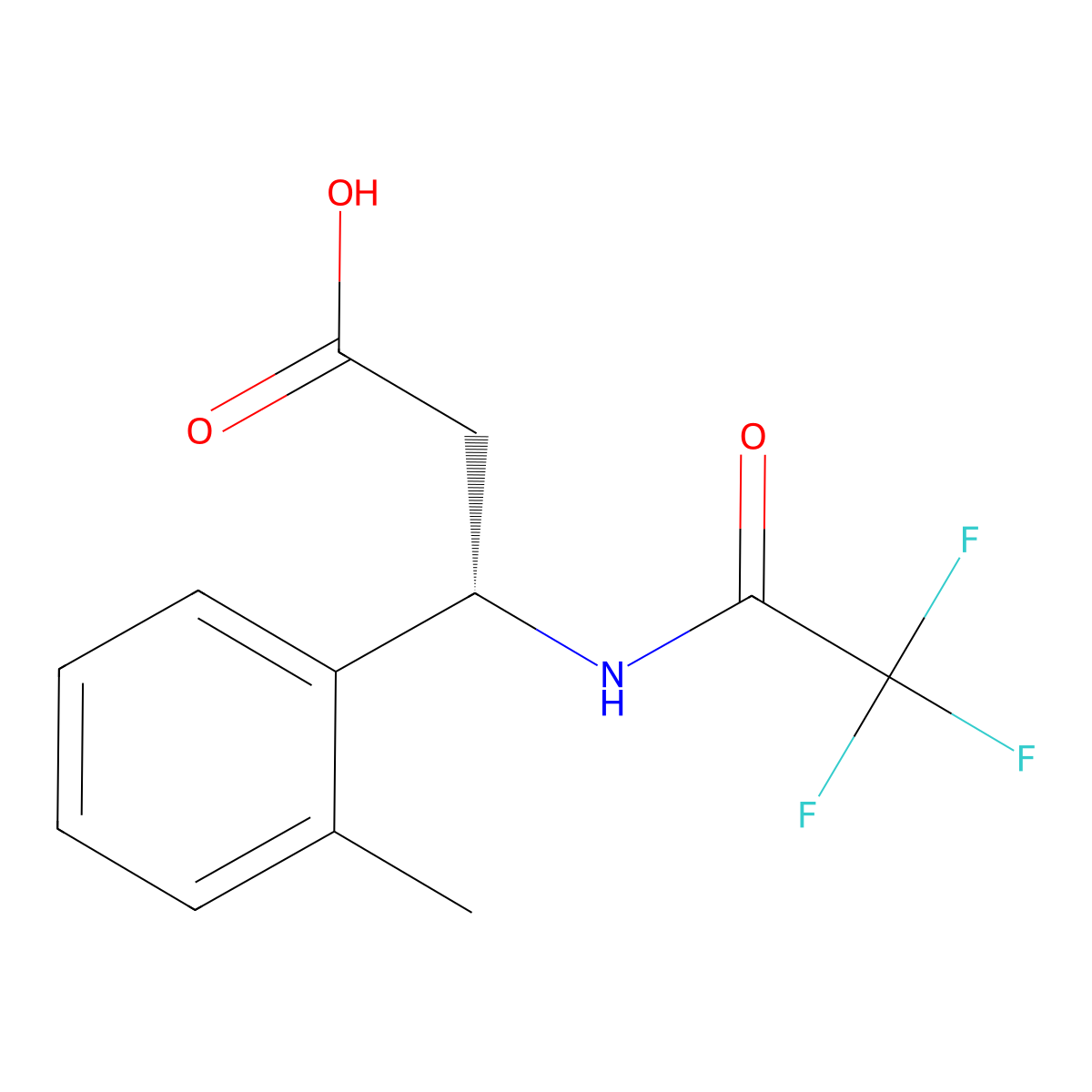 (3S)-3-(2-methylphenyl)-3-(2,2,2-trifluoroacetamido)propanoic acid molecular structure, CAS 2679838-10-7