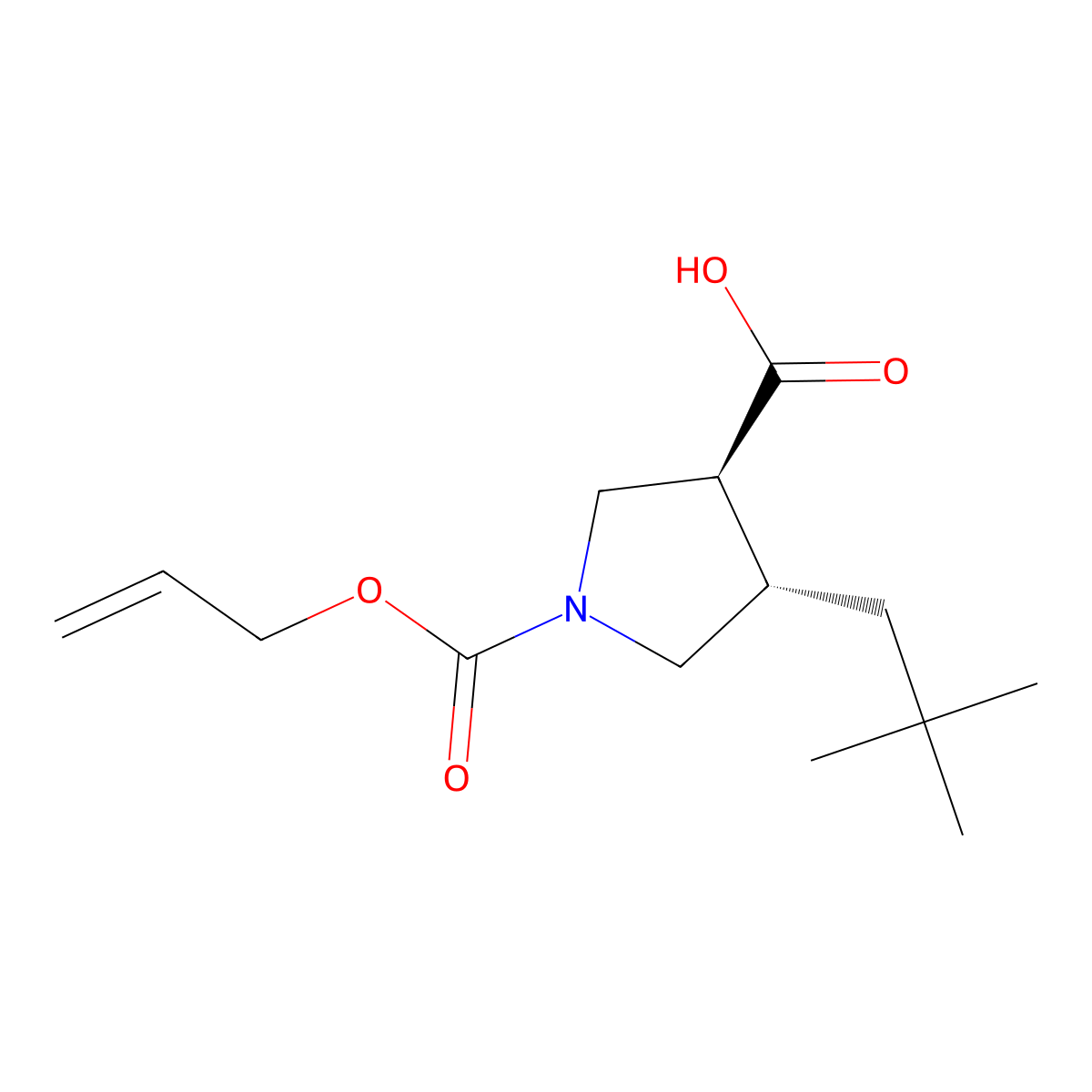 rac-(3R,4R)-4-(2,2-dimethylpropyl)-1-[(prop-2-en-1-yloxy)carbonyl]pyrrolidine-3-carboxylic acid molecular structure, CAS 2679838-12-9
