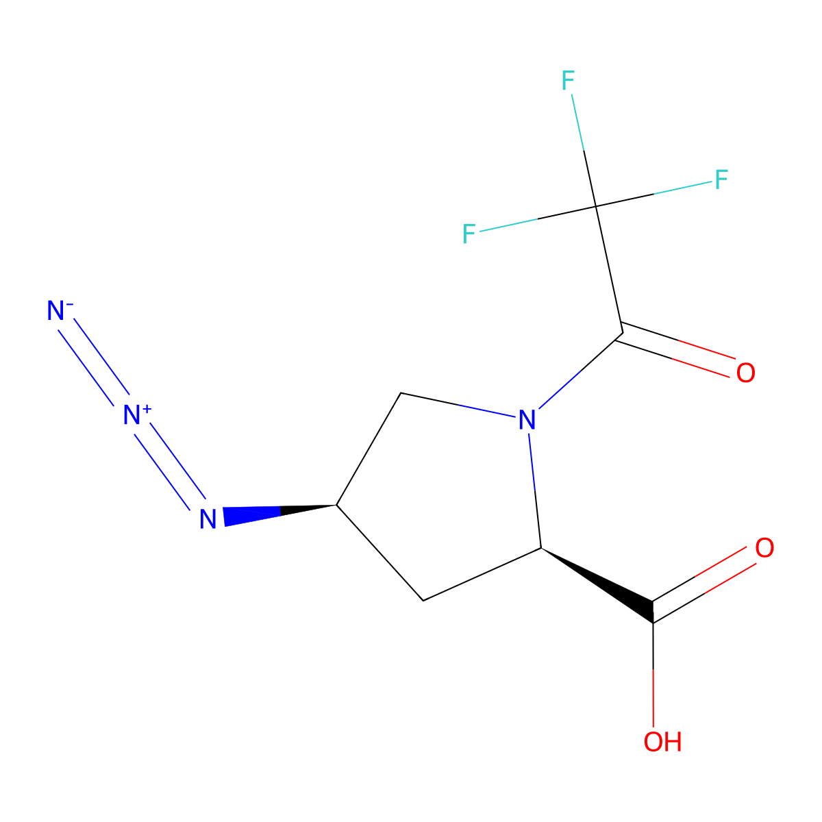 (2R,4R)-4-azido-1-(2,2,2-trifluoroacetyl)pyrrolidine-2-carboxylic acid molecular structure, CAS 2679838-21-0