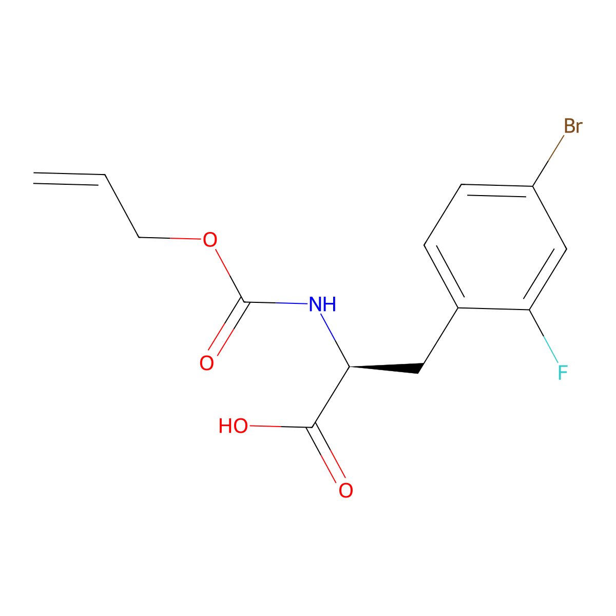 (2S)-3-(4-bromo-2-fluorophenyl)-2-{[(prop-2-en-1-yloxy)carbonyl]amino}propanoic acid molecular structure, CAS 2679838-25-4