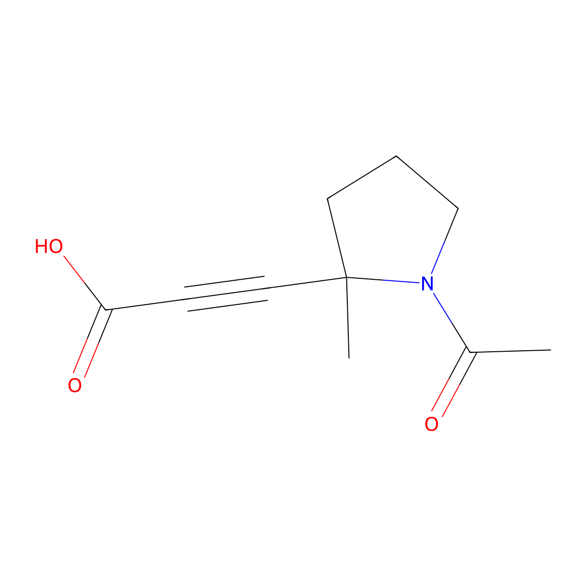 3-[(2R)-1-acetyl-2-methylpyrrolidin-2-yl]prop-2-ynoic acid molecular structure, CAS 2679838-27-6