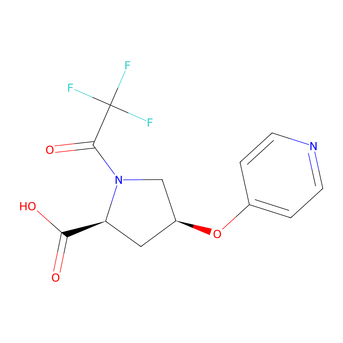 (2S,4S)-4-(pyridin-4-yloxy)-1-(2,2,2-trifluoroacetyl)pyrrolidine-2-carboxylic acid molecular structure, CAS 2679838-34-5