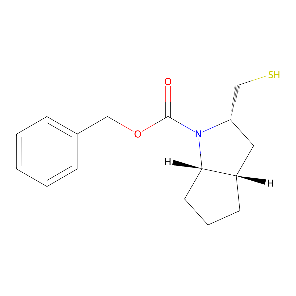 benzyl (2S,3aS,6aS)-2-(sulfanylmethyl)-octahydrocyclopenta[b]pyrrole-1-carboxylate molecular structure, CAS 2679838-36-7