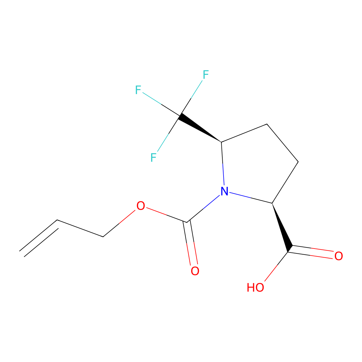 rac-(2R,5S)-1-[(prop-2-en-1-yloxy)carbonyl]-5-(trifluoromethyl)pyrrolidine-2-carboxylic acid molecular structure, CAS 2679838-42-5