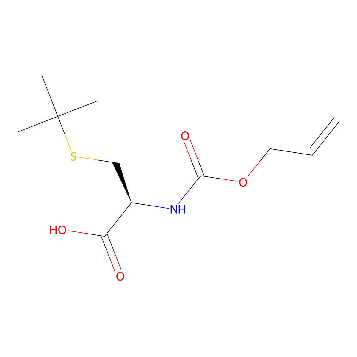 (2S)-3-(tert-butylsulfanyl)-2-{[(prop-2-en-1-yloxy)carbonyl]amino}propanoic acid molecular structure, CAS 2679838-49-2