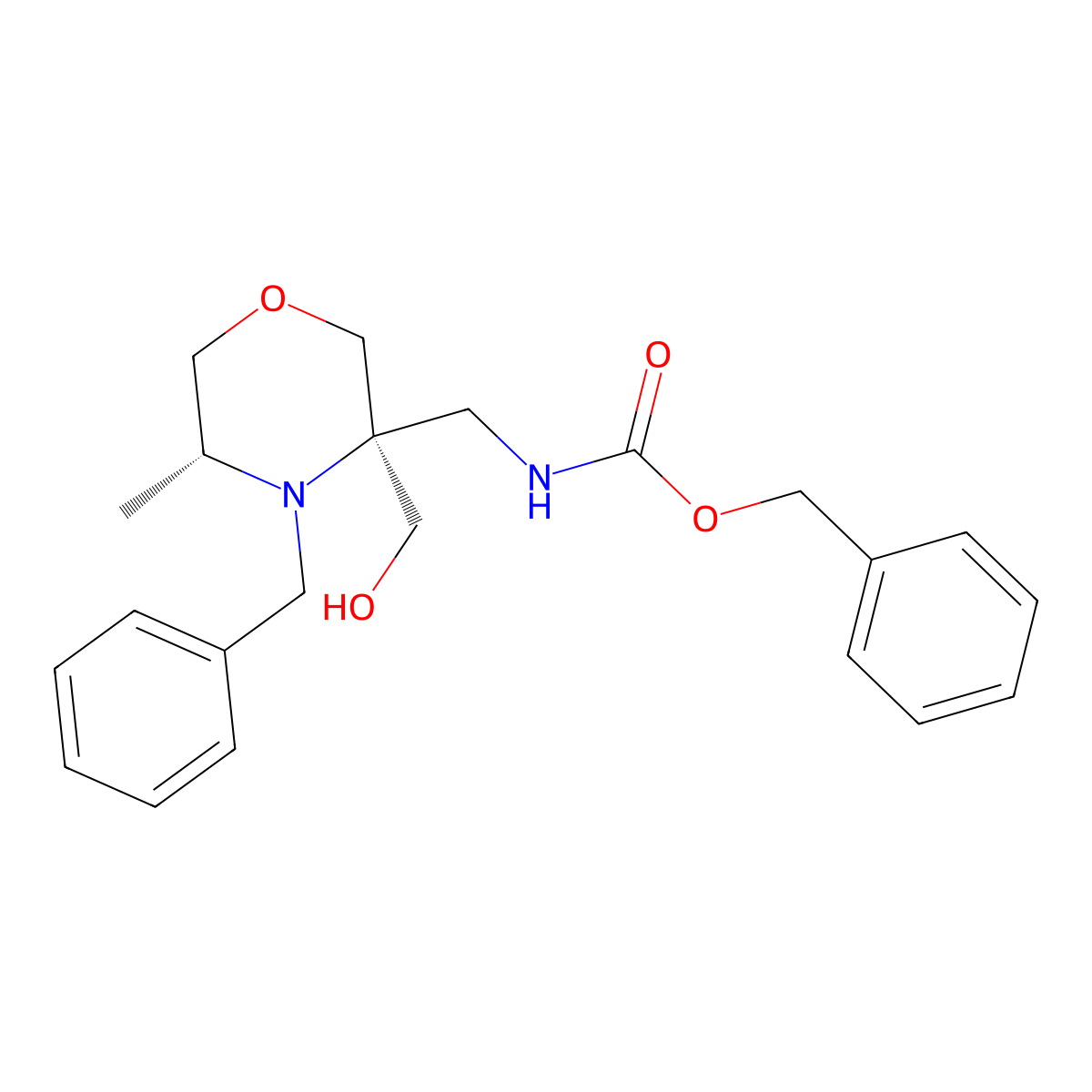 benzyl N-{[(3S,5R)-4-benzyl-3-(hydroxymethyl)-5-methylmorpholin-3-yl]methyl}carbamate molecular structure, CAS 2679838-57-2