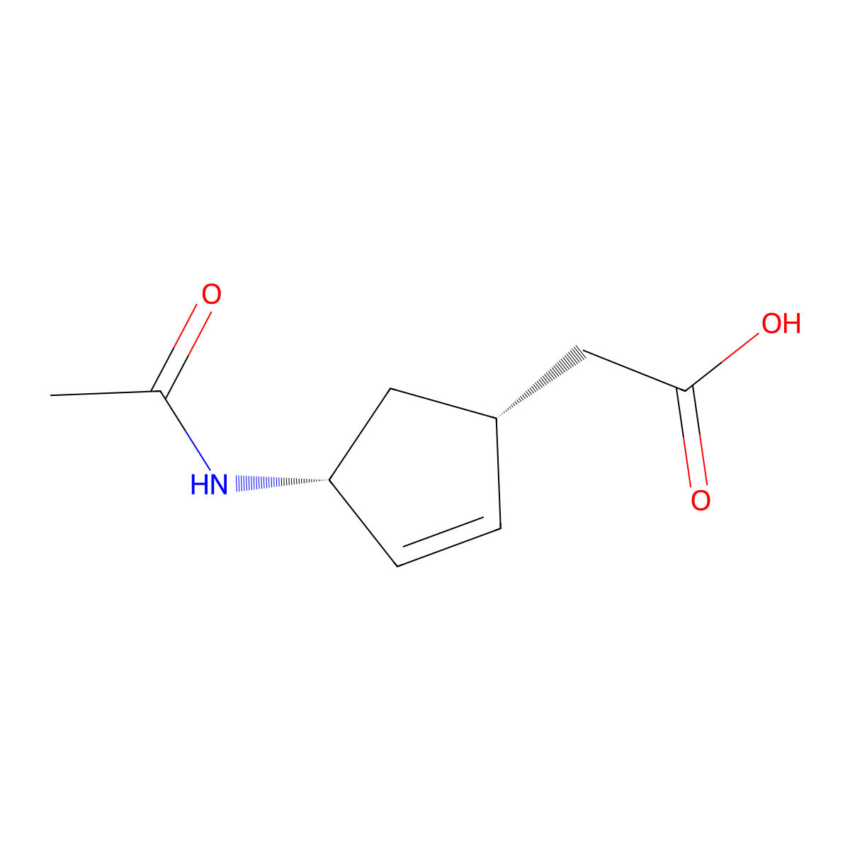 2-[(1R,4R)-4-acetamidocyclopent-2-en-1-yl]acetic acid molecular structure, CAS 2679838-69-6
