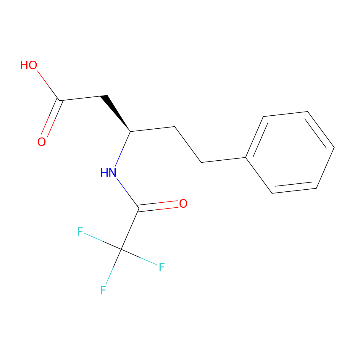 (3R)-5-phenyl-3-(2,2,2-trifluoroacetamido)pentanoic acid molecular structure, CAS 2679838-70-9