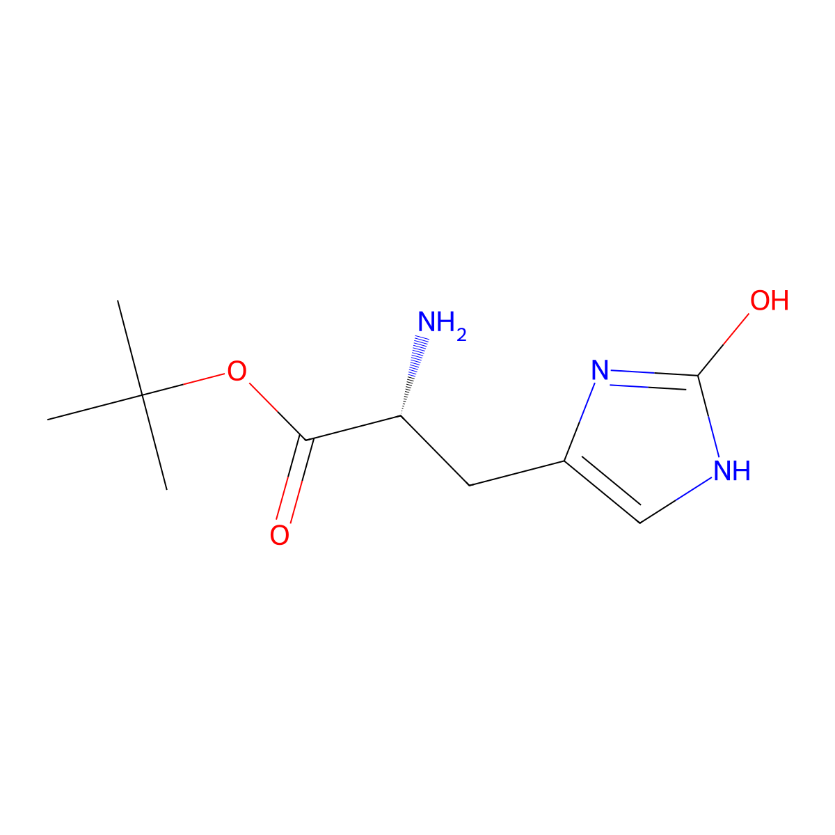 tert-butyl (2R)-2-amino-3-(2-hydroxy-1H-imidazol-4-yl)propanoate molecular structure, CAS 2679838-77-6