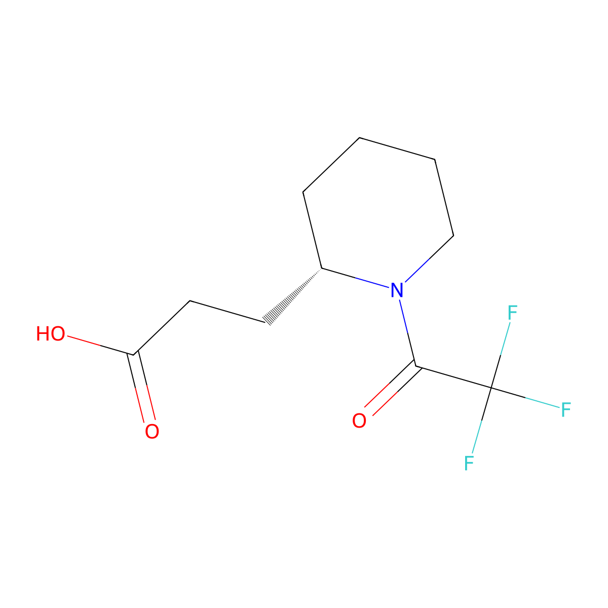 3-[(2S)-1-(trifluoroacetyl)piperidin-2-yl]propanoic acid molecular structure, CAS 2679838-78-7