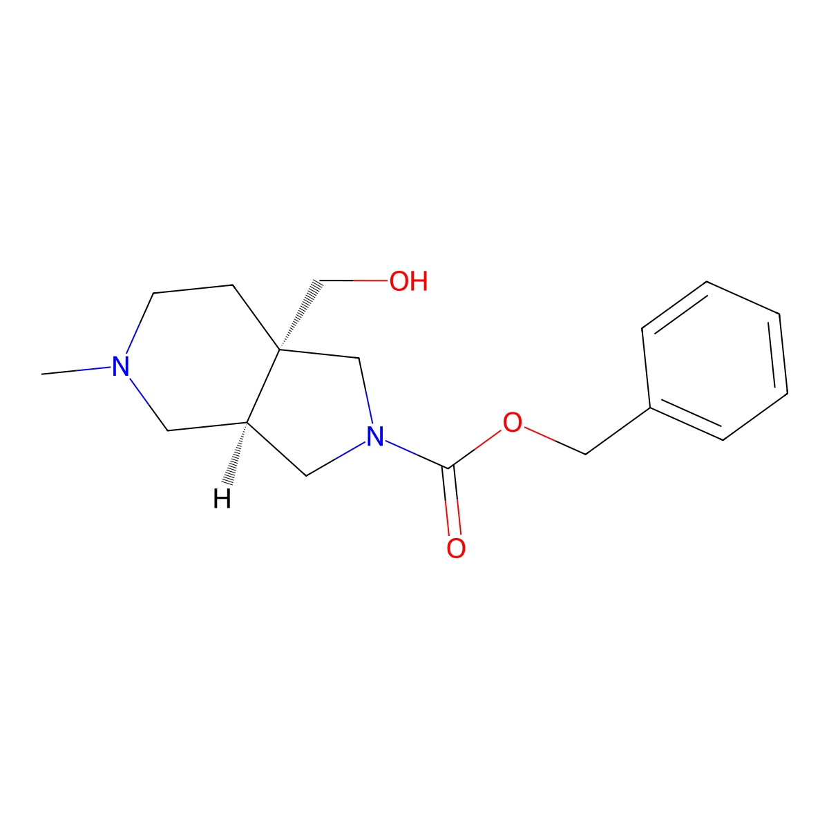 rac-benzyl (3aR,7aS)-7a-(hydroxymethyl)-5-methyl-octahydro-1H-pyrrolo[3,4-c]pyridine-2-carboxylate molecular structure, CAS 2679838-86-7