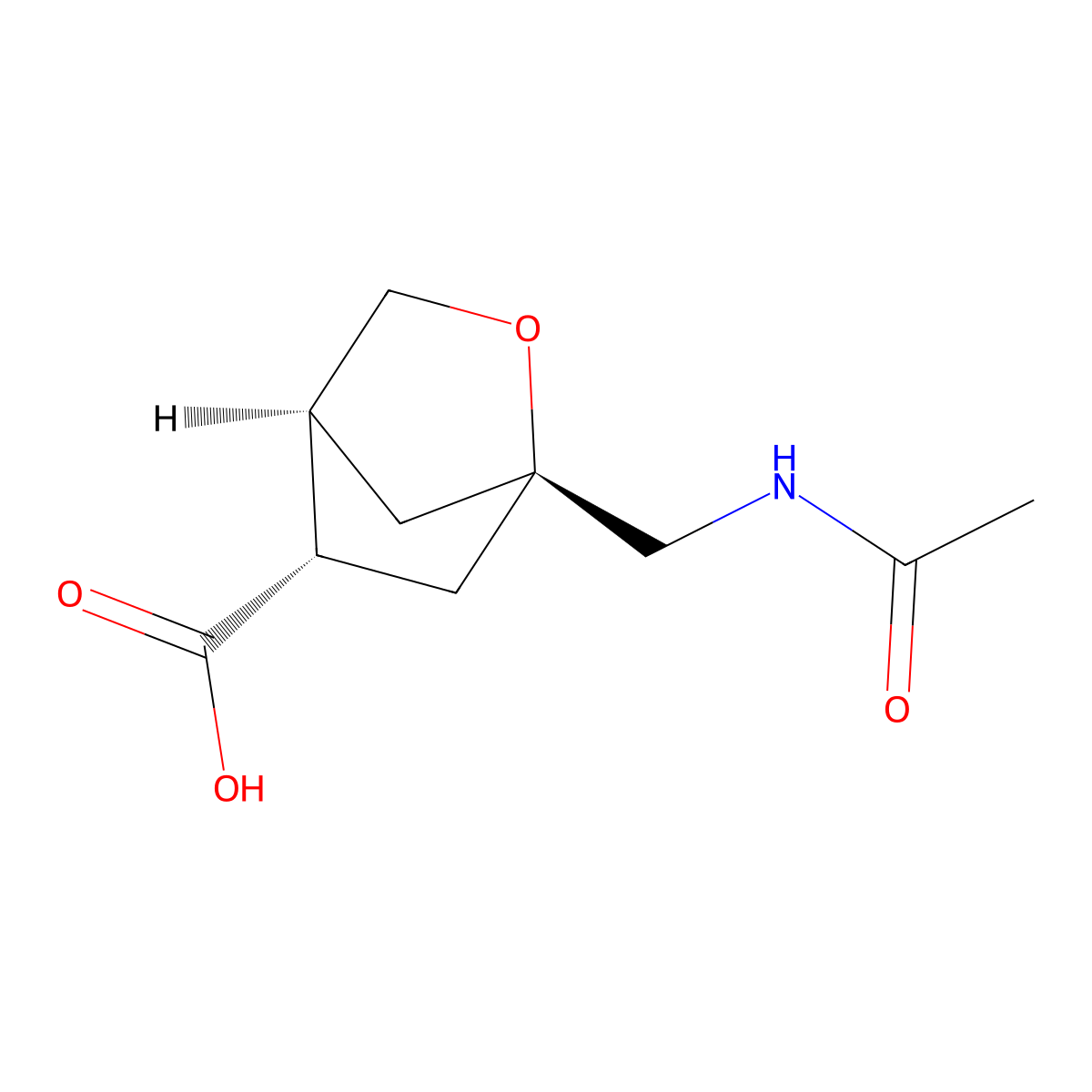 rac-(1R,4R,5R)-1-(acetamidomethyl)-2-oxabicyclo[2.2.1]heptane-5-carboxylic acid molecular structure, CAS 2679838-90-3