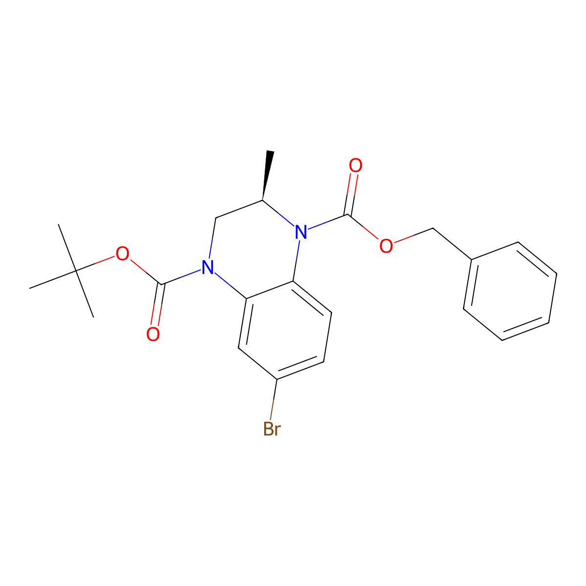 1-benzyl 4-tert-butyl (2R)-6-bromo-2-methyl-1,2,3,4-tetrahydroquinoxaline-1,4-dicarboxylate molecular structure, CAS 2679838-93-6