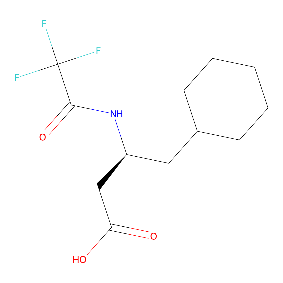 (3S)-4-cyclohexyl-3-(2,2,2-trifluoroacetamido)butanoic acid molecular structure, CAS 2679838-98-1