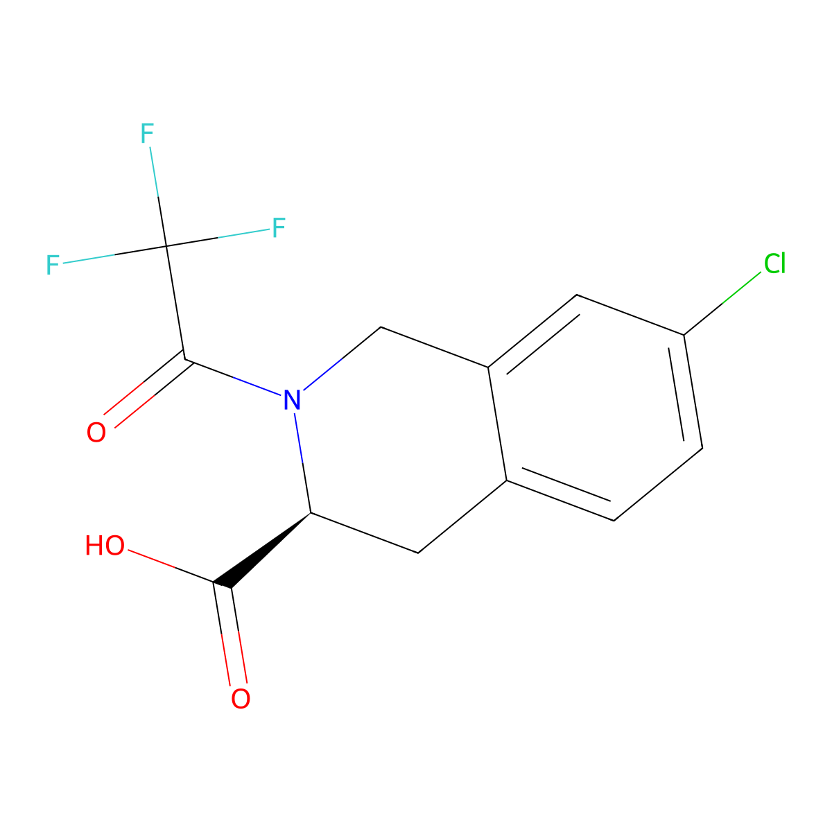 (3S)-7-chloro-2-(2,2,2-trifluoroacetyl)-1,2,3,4-tetrahydroisoquinoline-3-carboxylic acid molecular structure, CAS 2679839-03-1