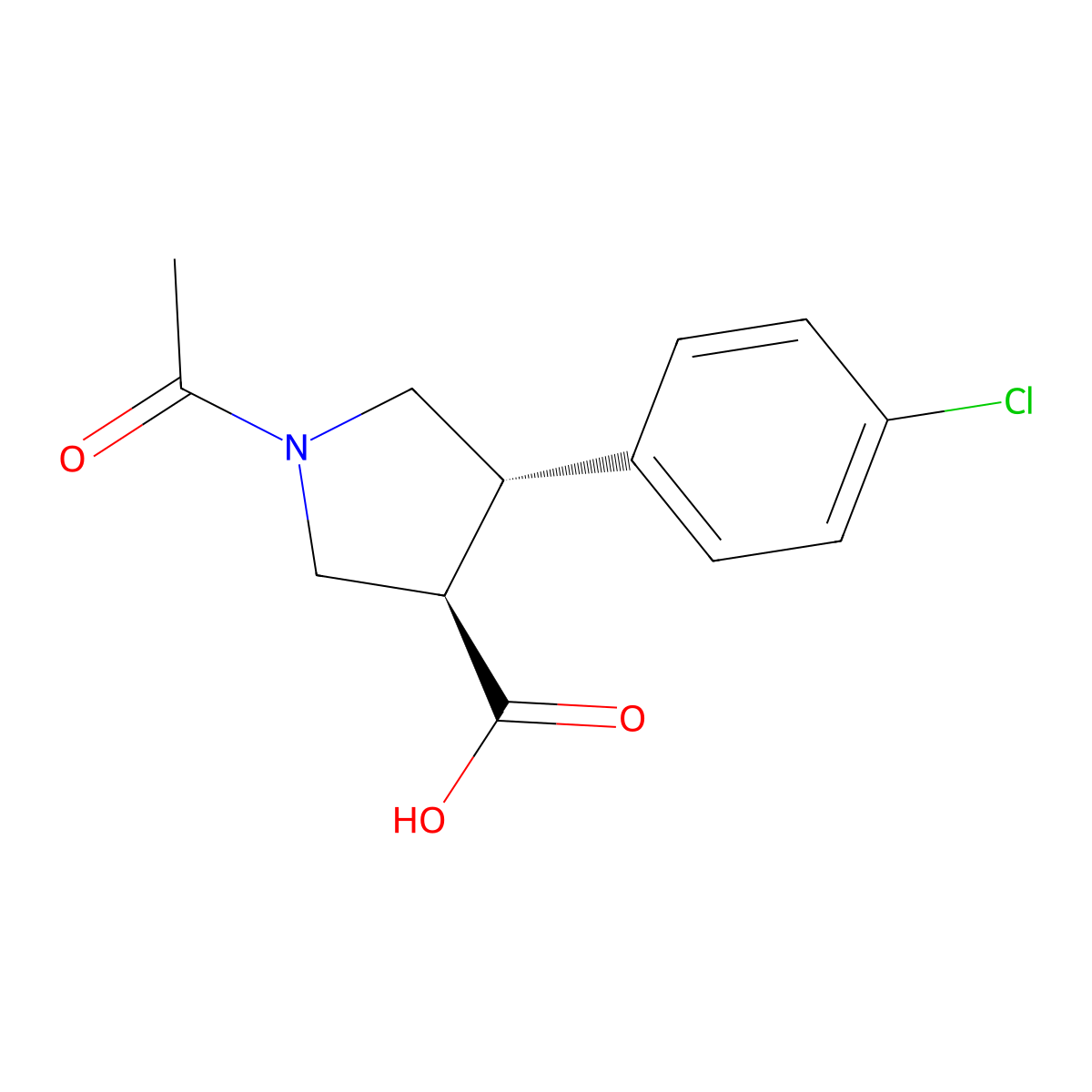 rac-(3R,4S)-1-acetyl-4-(4-chlorophenyl)pyrrolidine-3-carboxylic acid molecular structure, CAS 2679839-08-6