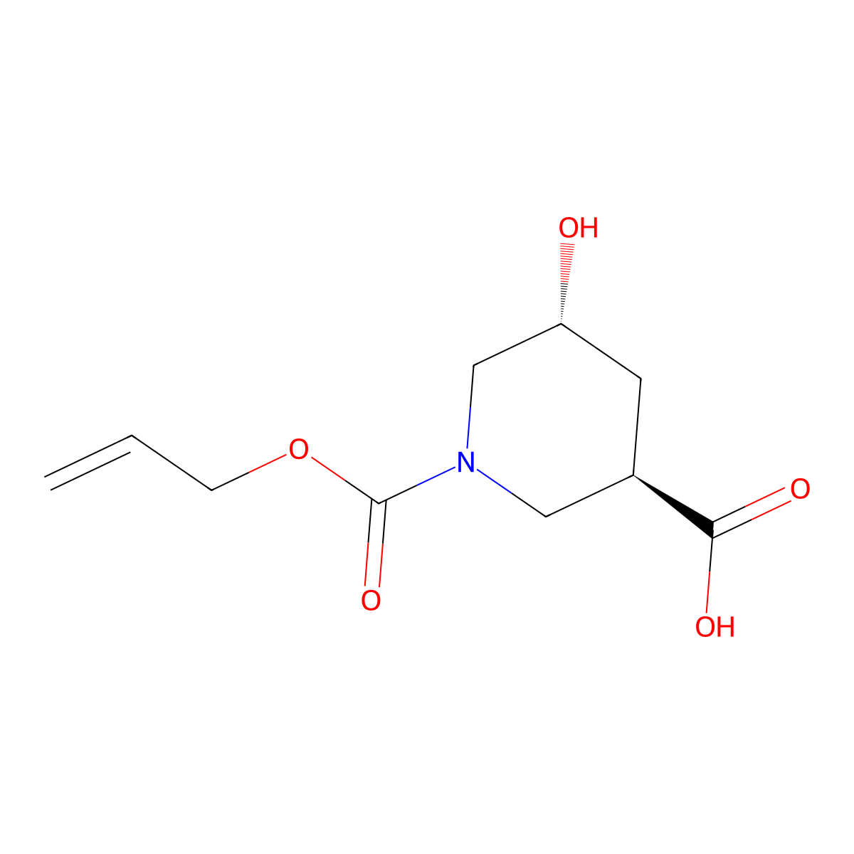 rac-(3R,5R)-5-hydroxy-1-[(prop-2-en-1-yloxy)carbonyl]piperidine-3-carboxylic acid molecular structure, CAS 2679839-13-3