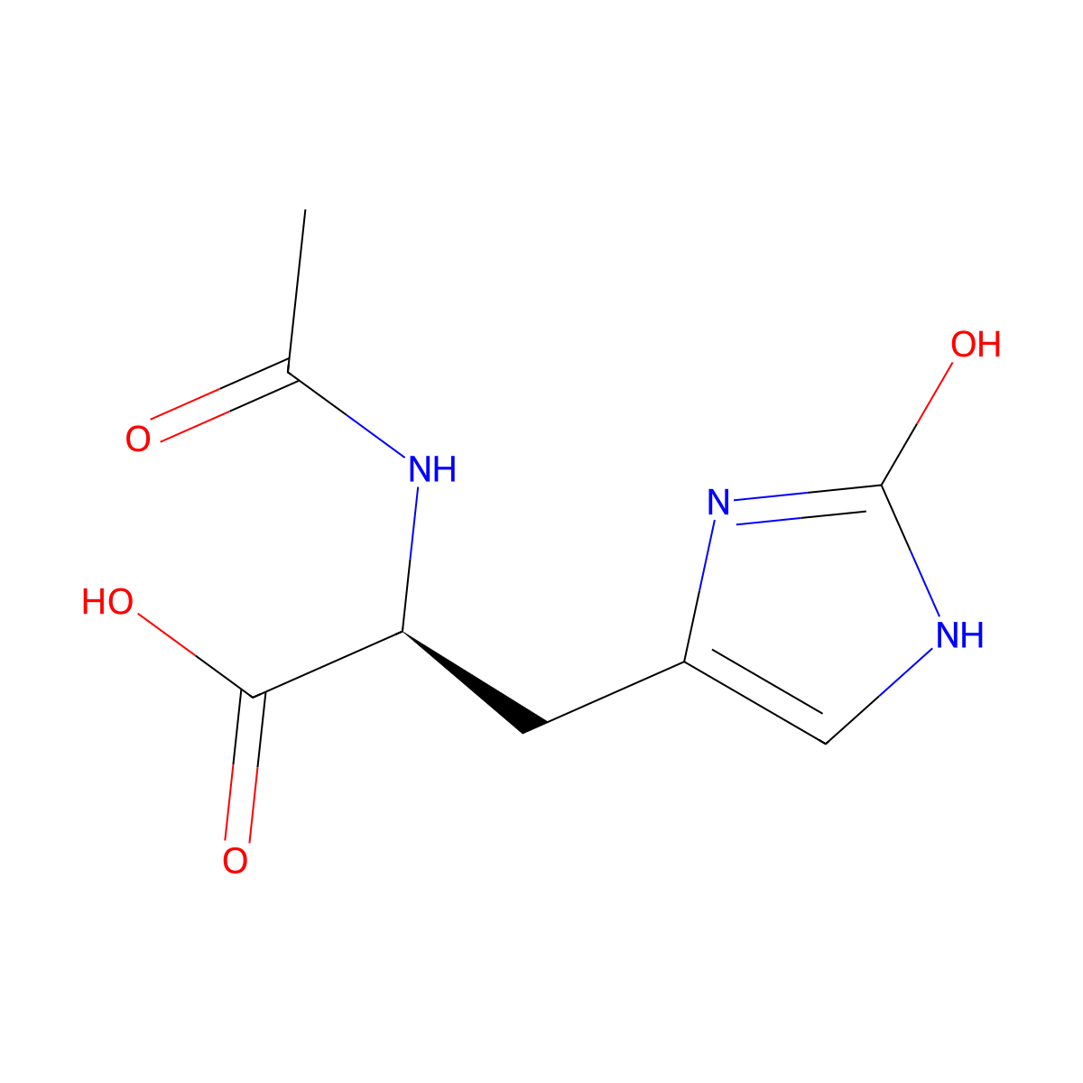 (2S)-2-acetamido-3-(2-hydroxy-1H-imidazol-4-yl)propanoic acid molecular structure, CAS 2679839-14-4