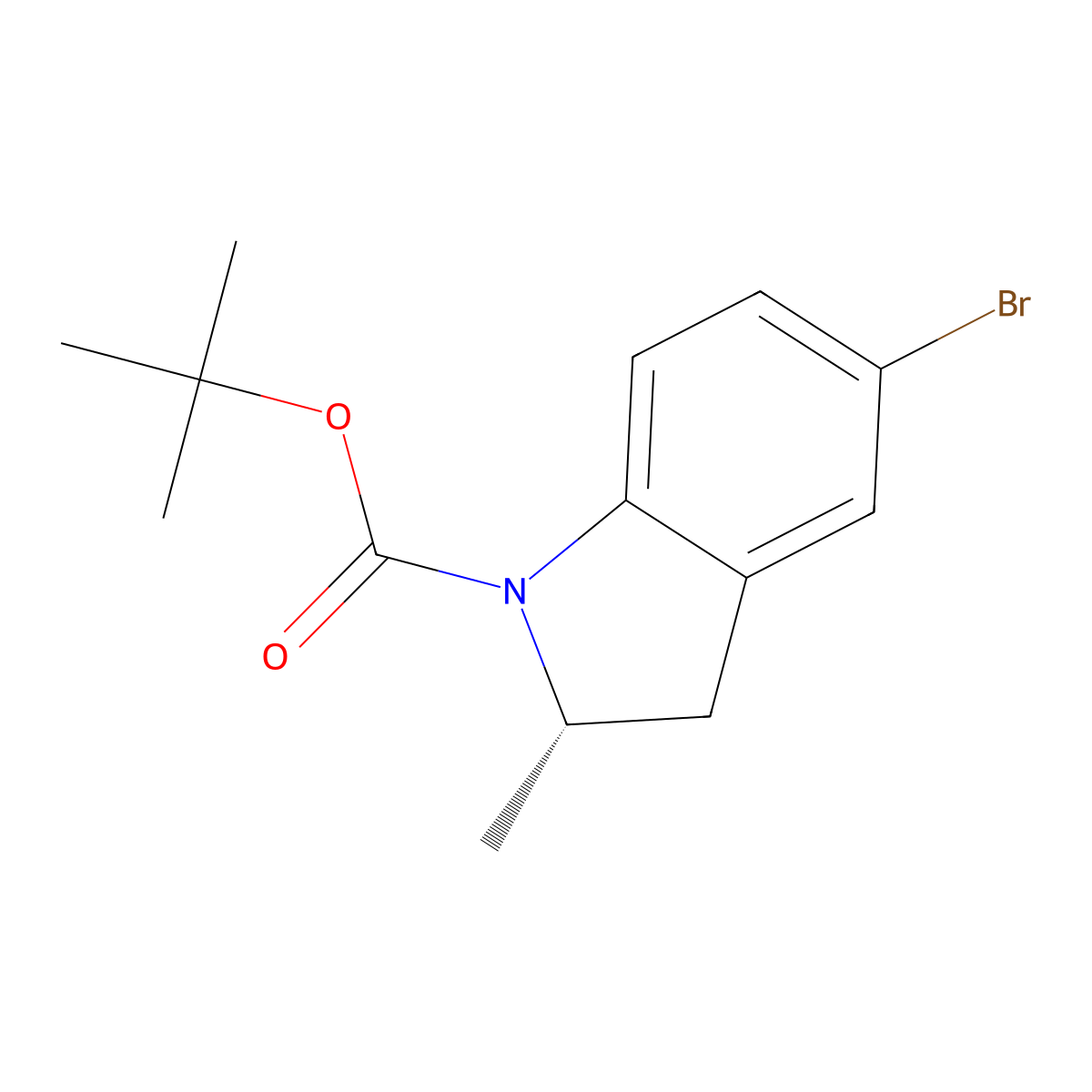tert-butyl (2S)-5-bromo-2-methyl-2,3-dihydro-1H-indole-1-carboxylate molecular structure, CAS 2679839-20-2