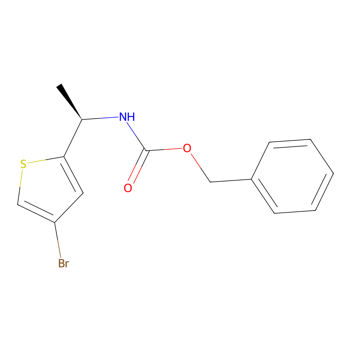 benzyl N-[(1R)-1-(4-bromothiophen-2-yl)ethyl]carbamate molecular structure, CAS 2679839-25-7