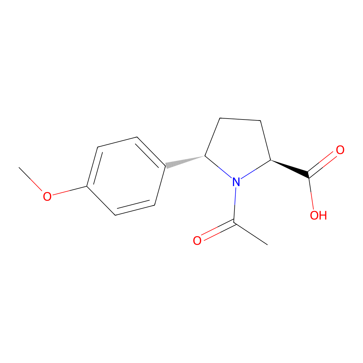 (2S,5S)-1-acetyl-5-(4-methoxyphenyl)pyrrolidine-2-carboxylic acid molecular structure, CAS 2679839-27-9