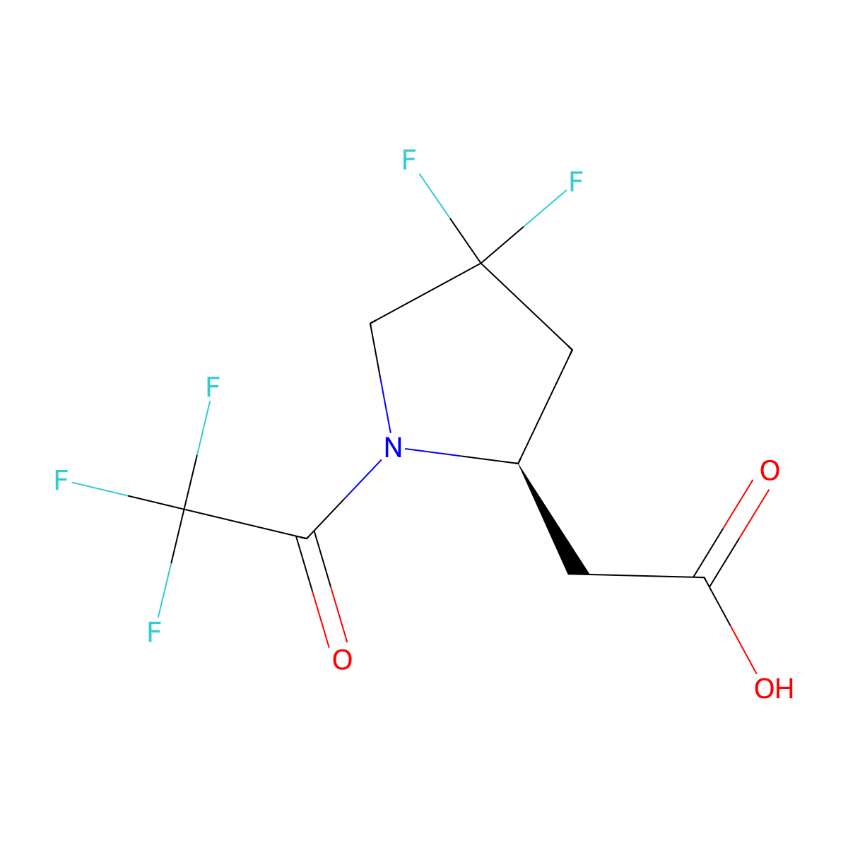 2-[(2R)-4,4-difluoro-1-(2,2,2-trifluoroacetyl)pyrrolidin-2-yl]acetic acid molecular structure, CAS 2679839-37-1