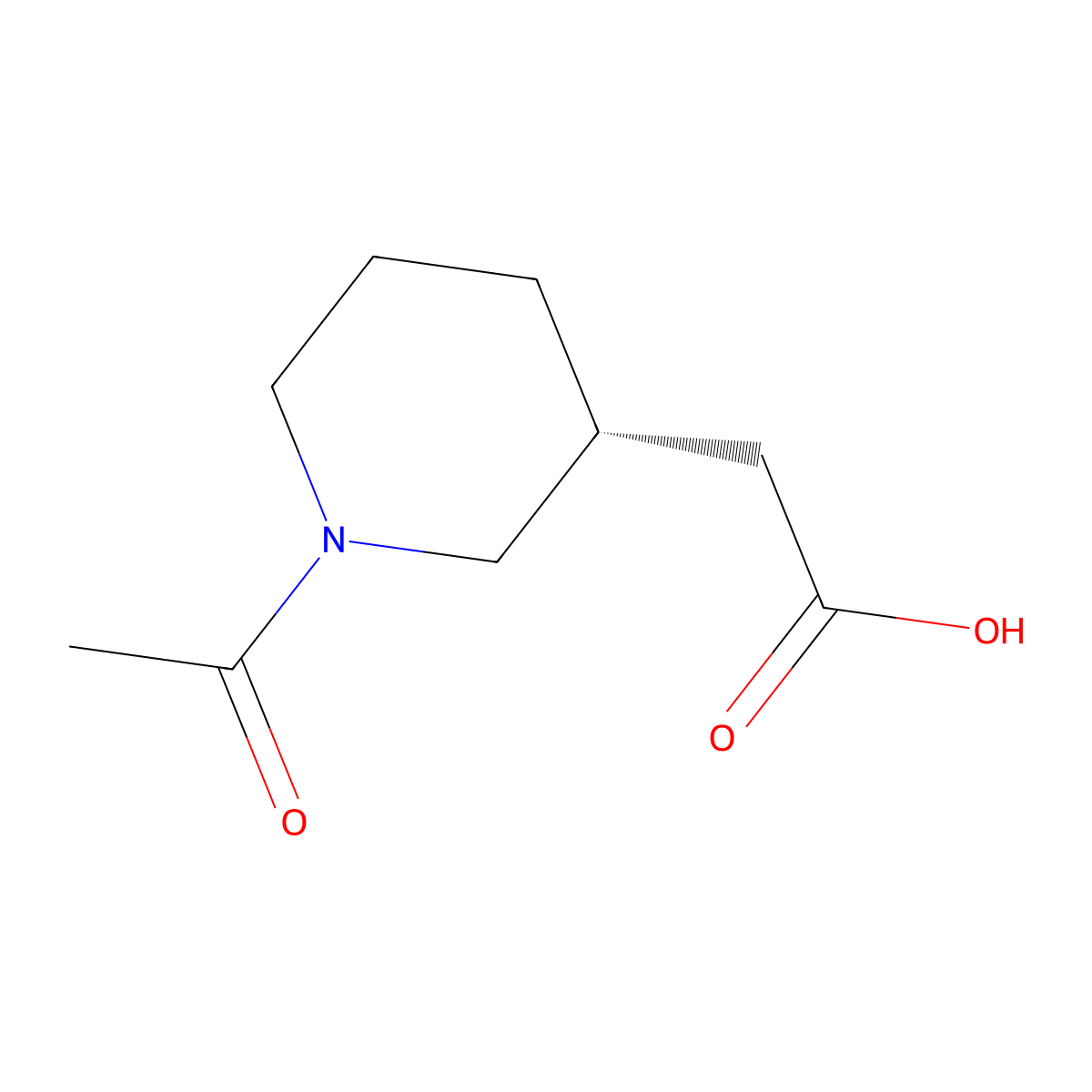 2-[(3R)-1-acetylpiperidin-3-yl]acetic acid molecular structure, CAS 2679839-42-8