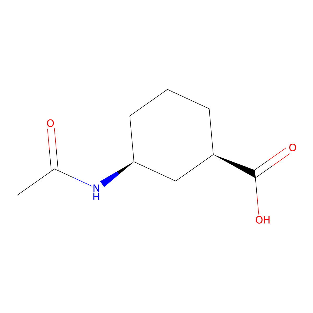 (1R,3S)-3-acetamidocyclohexane-1-carboxylic acid molecular structure, CAS 2679839-44-0