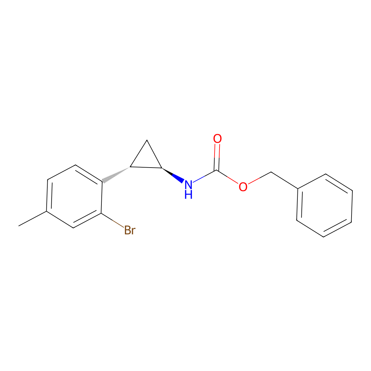 rac-benzyl N-[(1R,2S)-2-(2-bromo-4-methylphenyl)cyclopropyl]carbamate molecular structure, CAS 2679839-45-1