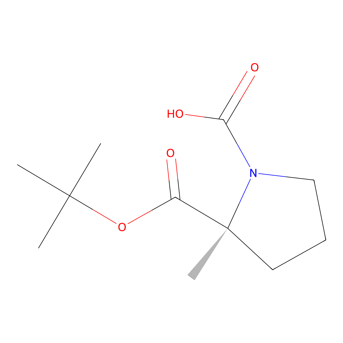 (2S)-2-[(tert-butoxy)carbonyl]-2-methylpyrrolidine-1-carboxylic acid molecular structure, CAS 2679839-48-4