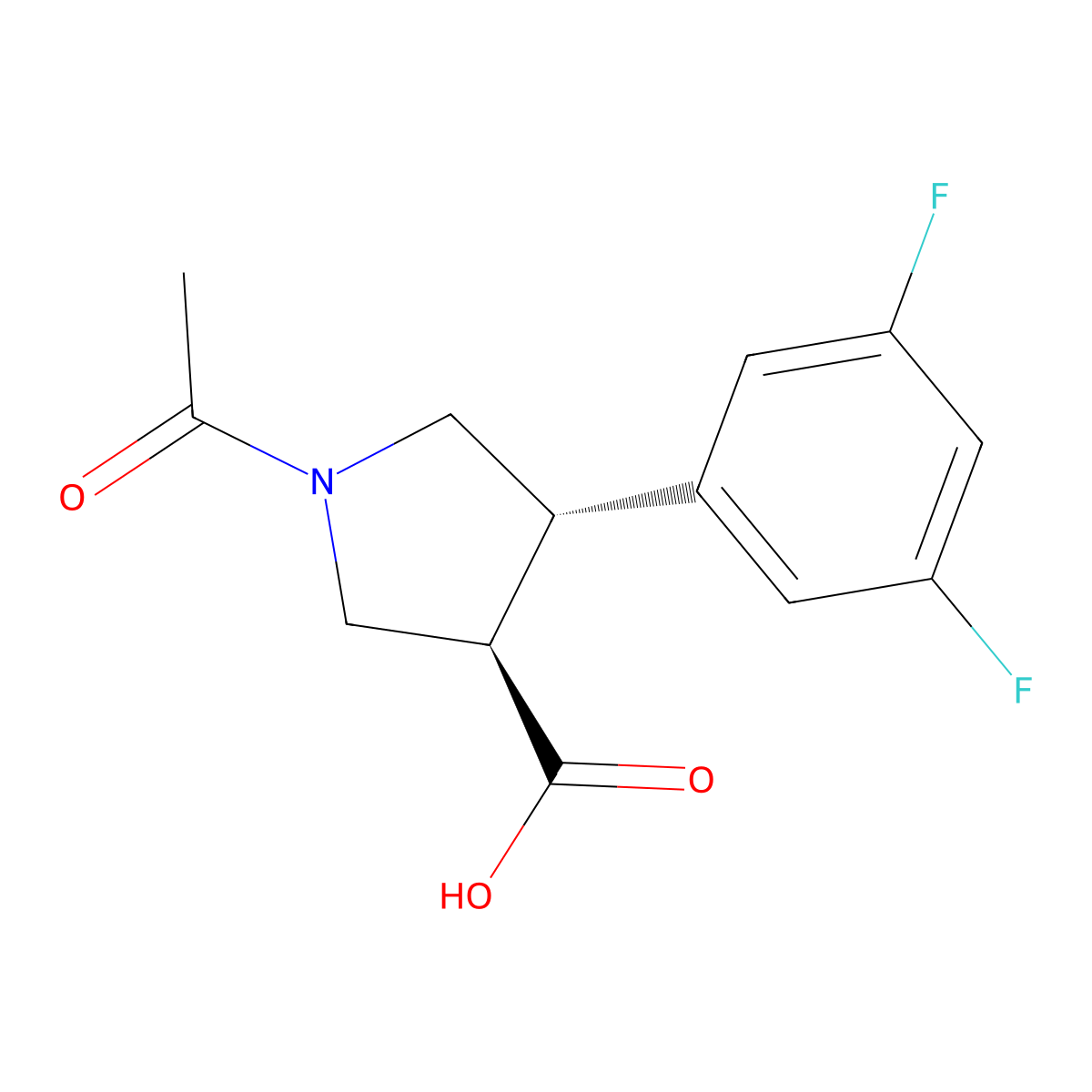 rac-(3R,4S)-1-acetyl-4-(3,5-difluorophenyl)pyrrolidine-3-carboxylic acid molecular structure, CAS 2679839-50-8