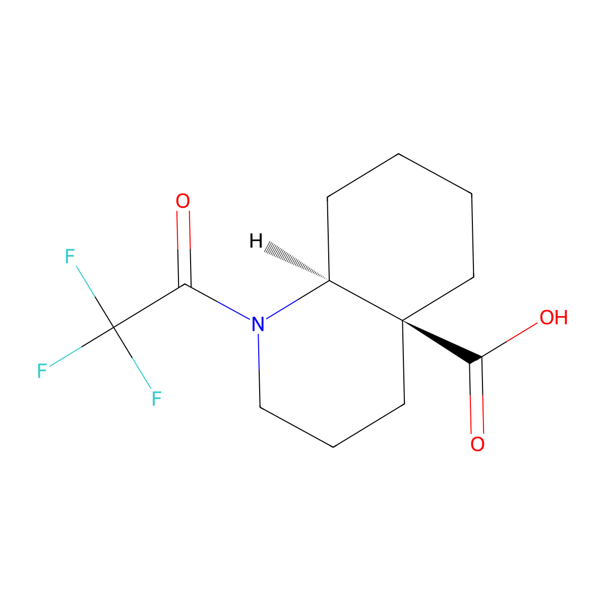 rac-(4aR,8aR)-1-(2,2,2-trifluoroacetyl)-decahydroquinoline-4a-carboxylic acid molecular structure, CAS 2679839-53-1