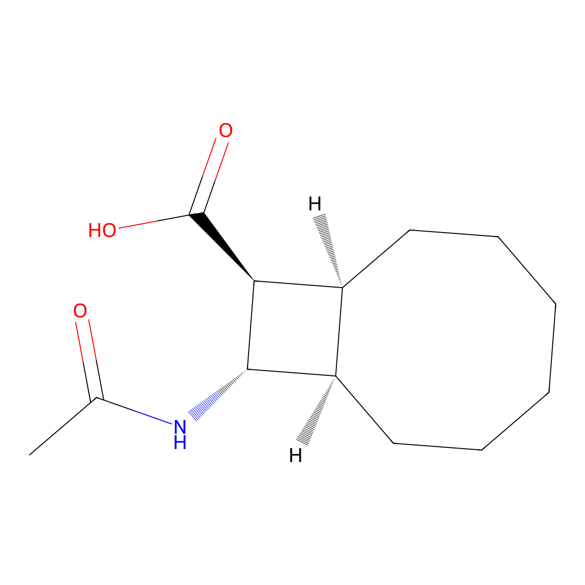 rac-(1R,8S,9S,10S)-10-acetamidobicyclo[6.2.0]decane-9-carboxylic acid molecular structure, CAS 2679839-55-3