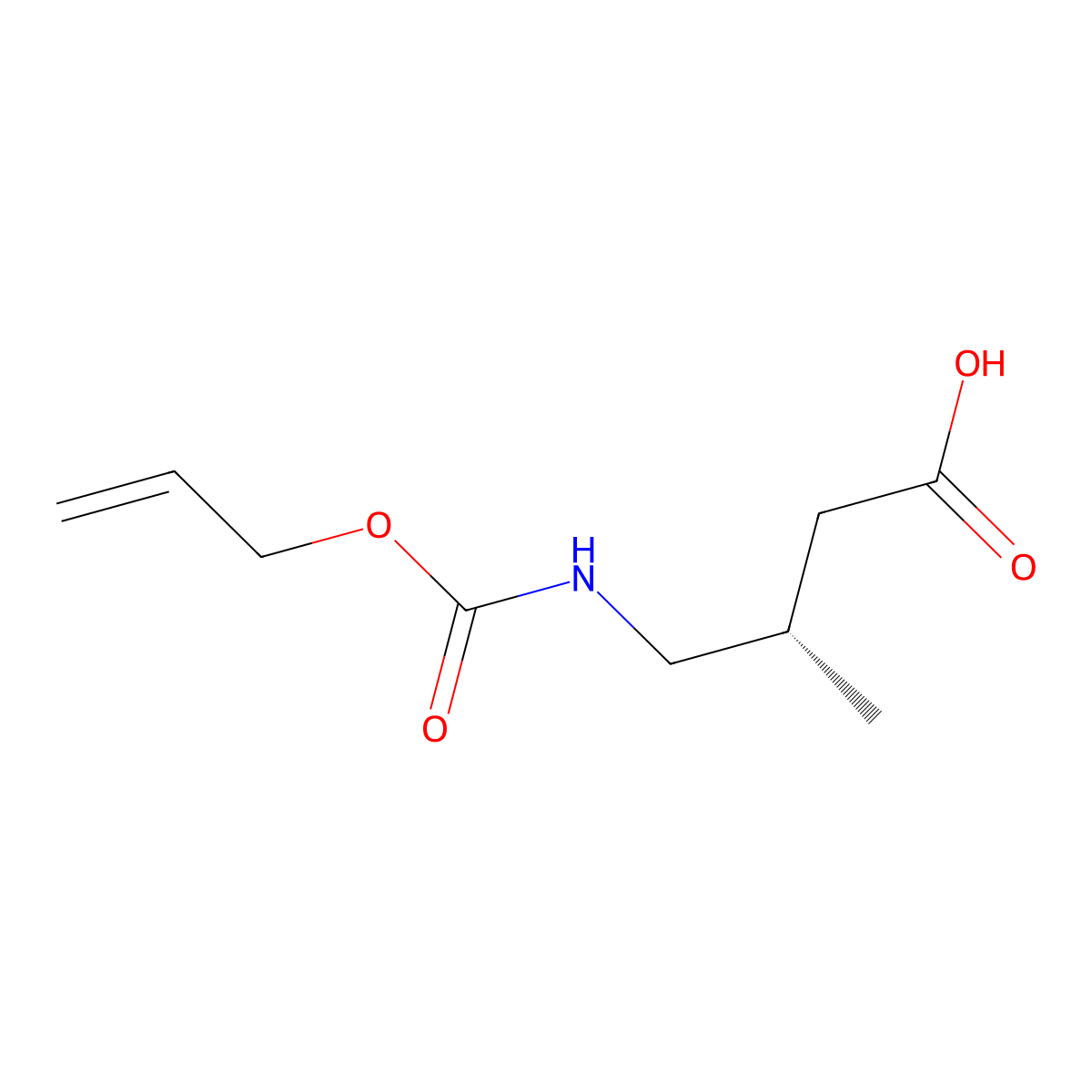 (3S)-3-methyl-4-{[(prop-2-en-1-yloxy)carbonyl]amino}butanoic acid molecular structure, CAS 2679839-56-4