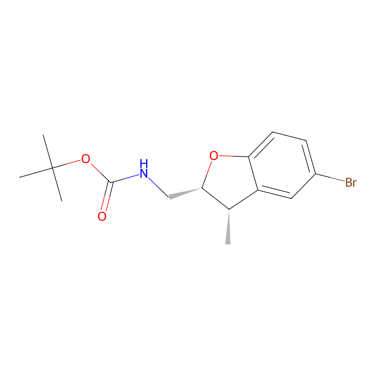 rac-tert-butyl N-{[(2R,3S)-5-bromo-3-methyl-2,3-dihydro-1-benzofuran-2-yl]methyl}carbamate molecular structure, CAS 2679858-52-5