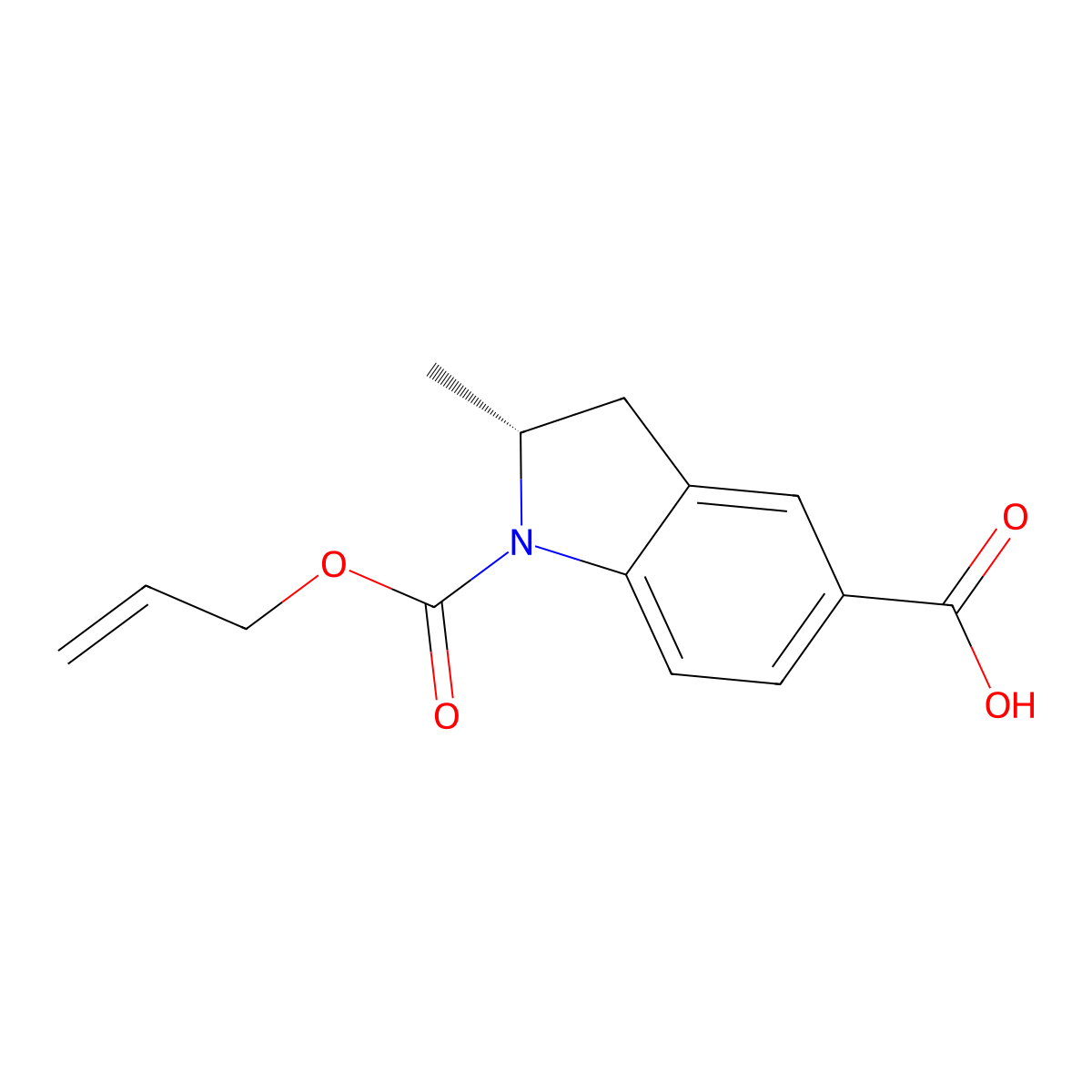 (2R)-2-methyl-1-[(prop-2-en-1-yloxy)carbonyl]-2,3-dihydro-1H-indole-5-carboxylic acid molecular structure, CAS 2679858-54-7