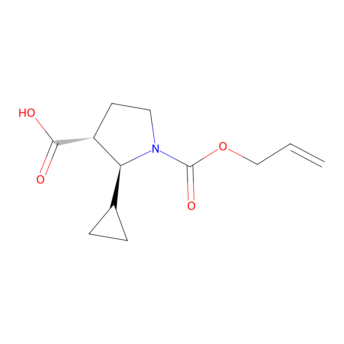 rac-(2R,3S)-2-cyclopropyl-1-[(prop-2-en-1-yloxy)carbonyl]pyrrolidine-3-carboxylic acid molecular structure, CAS 2679858-59-2
